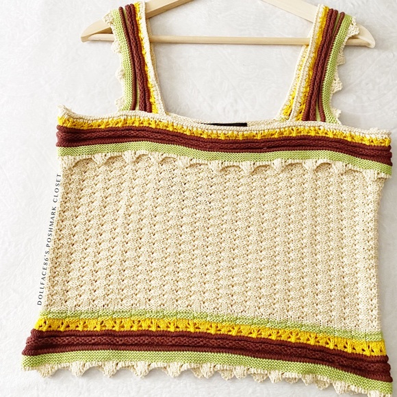 NWT Marc New York Crocheted Boho Cropped Tank Top - Picture 2 of 8